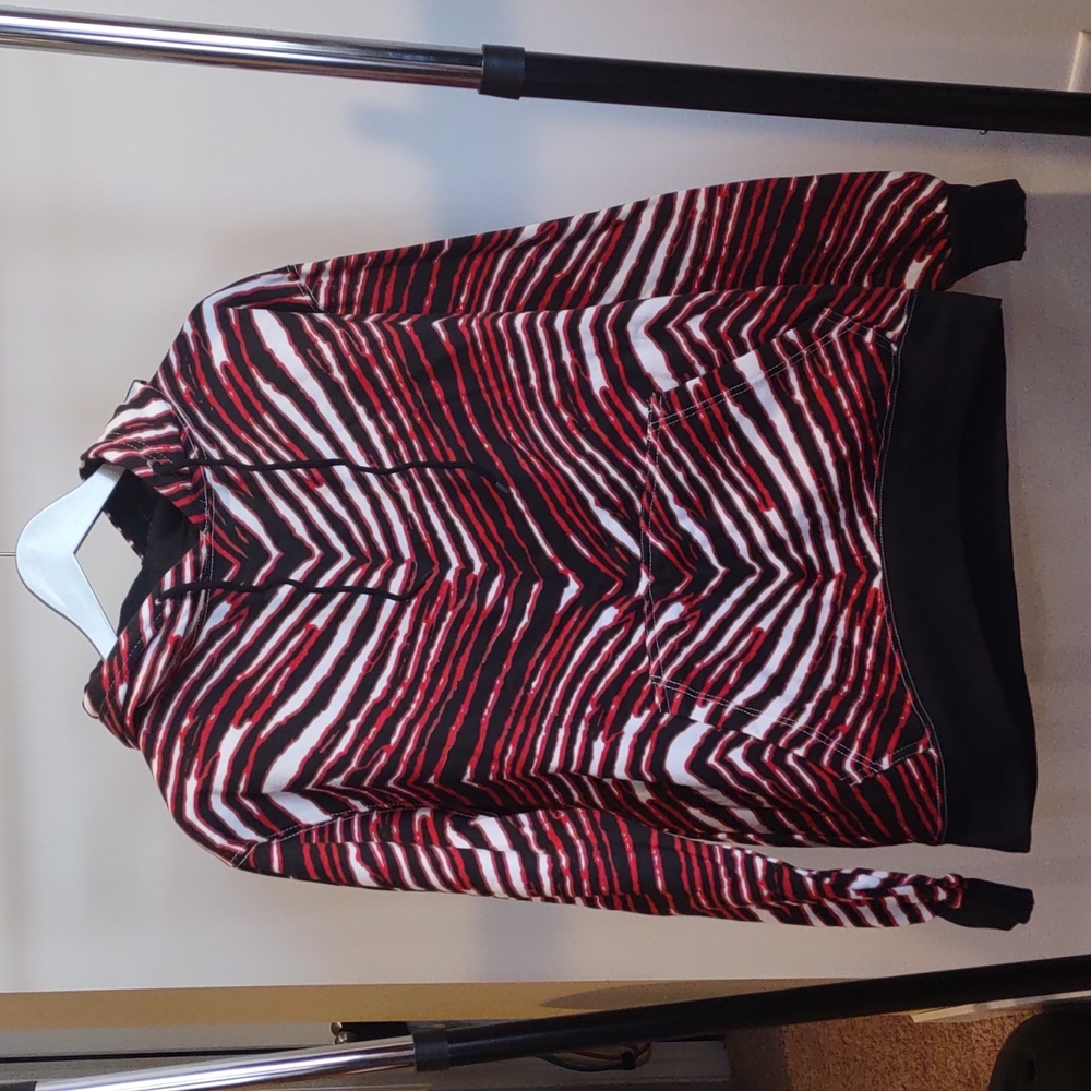 Zubaz Sweater Adult  Small Red Black Bengals Hoodie Sweatshirt Mens 90s